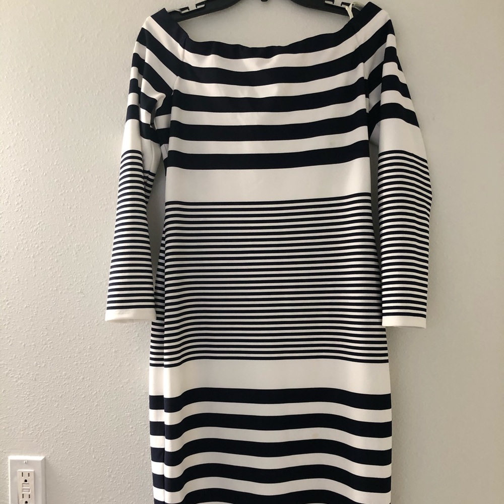 Blue and white dress